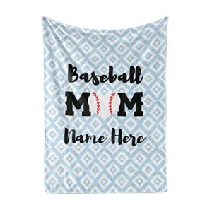 personalized corner customized baseball mom fleece throw blanket - warm lightweight stadium blankets for team moms