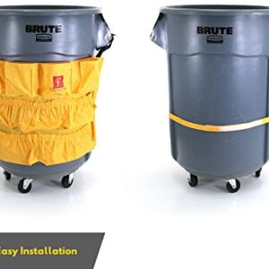 Trash Can Caddy Bag | Brute Compatible | Fits 32-55 Gallon Can | 12 Pockets | Heavy Duty Vinyl Construction Organizer for Cleaning & Janitorial Duties.