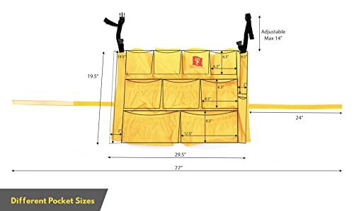 Trash Can Caddy Bag | Brute Compatible | Fits 32-55 Gallon Can | 12 Pockets | Heavy Duty Vinyl Construction Organizer for Cleaning & Janitorial Duties.