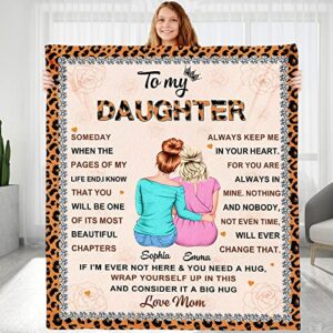 keraoo personalized blanket gift for daughter, christmas birthday gifts for daughter, custom throw blanket to my daughter from mom, mother's day graduation gifts (custom daughter-05)