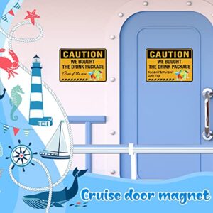 2 Pcs Large Caution Cruise Door Magnets Sign Funny Magnetic Cabin Cruise Door Decorations for Carnival Cruise Door or Stateroom