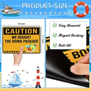 2 Pcs Large Caution Cruise Door Magnets Sign Funny Magnetic Cabin Cruise Door Decorations for Carnival Cruise Door or Stateroom