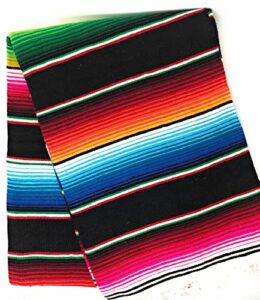 mexitems large authentic mexican blanket colorful serape blanket 7' x 5' (pick your color) (black)