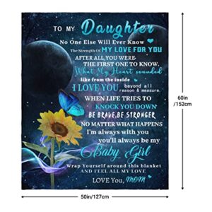 OWQRT to My Daughter Blanket from Mom 50x60 Inches Soft Flannel Throws Blankets Birthday Gift Rabbit Lightweight Shaggy Blankets Home Decor for Sofa Couch Chair Bedroom for Daughter