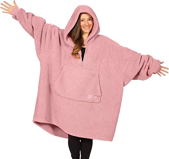 THE COMFY Original Teddy Bear Quarter-Zip | Oversized Microfiber & Sherpa Wearable Blanket, Seen On Shark Tank, One Size Fits All