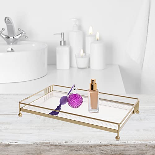 Cabilock Bathroom Organizer Vanity Tray Bathroom Countertop Organizer Sink Dresser Makeup Organizer Cosmetics Holder Spices Rack Bathtub Tray for Tissues Candles Towel Soap Vanity Organizer