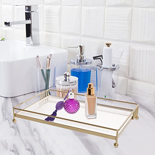 Cabilock Bathroom Organizer Vanity Tray Bathroom Countertop Organizer Sink Dresser Makeup Organizer Cosmetics Holder Spices Rack Bathtub Tray for Tissues Candles Towel Soap Vanity Organizer