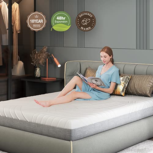 Giantex Memory Foam Mattress, 8 Inch Full Size, Gel Infused and Bamboo Charcoal Foam for Cool Sleep, Medium Firm Mattress w/Convoluted Foam, Ventilated Hybrid Bed Mattress in a Box, 75L x 54W x 8H