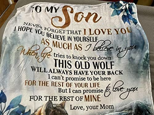 yuboo to My Son‘s Gifts from Mom Blanket,Sublimation Fleece Wolf Blanket Throw for Sofa Couch Bed Decor,60''x50'' for Teens Kids and Adults