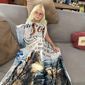 yuboo to My Son‘s Gifts from Mom Blanket,Sublimation Fleece Wolf Blanket Throw for Sofa Couch Bed Decor,60''x50'' for Teens Kids and Adults