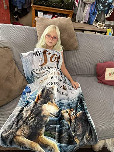 yuboo to My Son‘s Gifts from Mom Blanket,Sublimation Fleece Wolf Blanket Throw for Sofa Couch Bed Decor,60''x50'' for Teens Kids and Adults