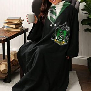 Northwest Comfy Throw Blanket with Sleeves, 48 x 71 Inches, Slytherin Rules