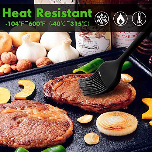 HOTEC Basting Brushes Silicone Heat Resistant Pastry Brushes Spread Oil Butter Sauce Marinades for BBQ Grill Barbecue Baking Kitchen Cooking BPA Free Dishwasher Safe (Black 2)