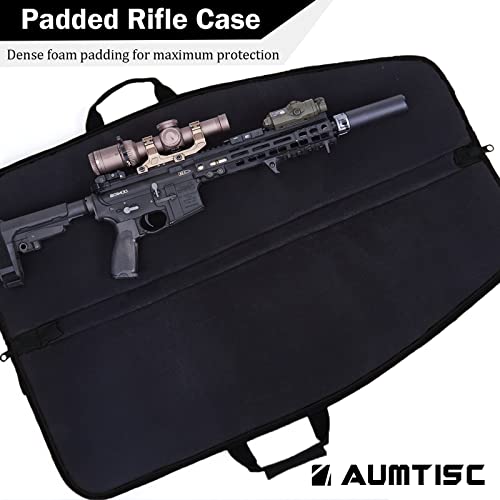 AUMTISC AR 15 Soft Rifle Gun Case, Tactical Shooting Range Rifle Gun Bag with 5 Pouches and Ajustable Shoulder Strap, Black 39 Inch