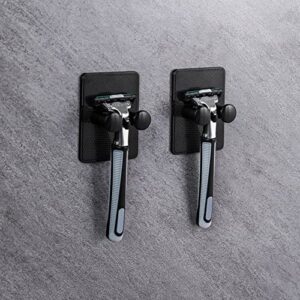 oAutoSjy 2pcs Razor Holder for Shower Waterproof Self Adhesive Shaver Holder Adjustable No Punching Razor Hook Hanger Wall Mount Storage Hook Bathroom Kitchen Organizer for Towel Bathrobe Plug, White