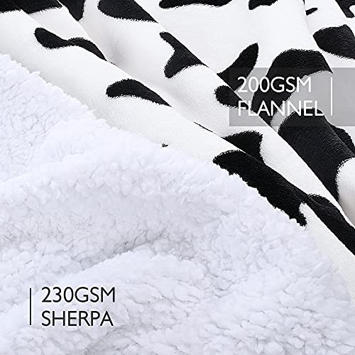 Catalonia Cow Print Oversized Blanket Hoodie Sweatshirt, Wearable Sherpa Blanket Pullover, Soft Warm Comfortable Portable Travel Sweater Pillow for Adults Men Women, Gift for Her