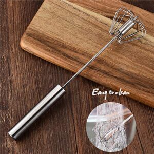 Stainless Steel Egg Whisk, Hand Push Rotary Whisk Blender, Versatile Milk Frother, Hand Push Mixer Stirrer for Blending, Whisking, Beating & Stirring (12in)