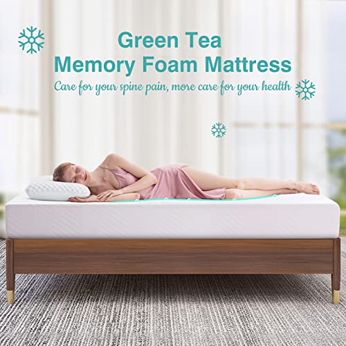 Opoiar Twin Mattress,6 Inch Green Tea Memory Foam Mattress in a Box with Breathable Cover,Medium Firm Mattress for Bunk Bed,Trundle Bed,CertiPUR-US Certified/Made in USA,Twin