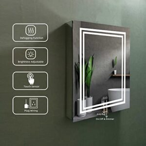 Vyaya Modern Home Decor Ontario 24" W x 32" H Rectangular Silver Aluminum Recessed or Surface Mount Mirror Medicine Cabinet