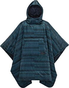 therm-a-rest honcho poncho wearable hoodie blanket, blue print
