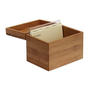 oceanstar bamboo recipe box with divider, natural, 6.80" w x 4.90" d x 5.10" h