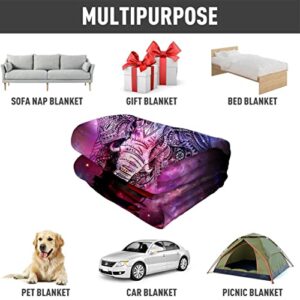 YISUMEI Mandala Elephant Throw Blanket Purple Nebula Book Shining Stars Fleece Blanket Soft Warm Cozy for Sofa Couch Bed 60"x80"