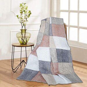 patchwork country rustic decorative throw blanket multi color super soft cotton warm indian vintage quilt for sofa and couch 50 x 60 inches