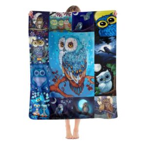 owl throw blanket for couch sofa bed throw blanket, soft plush blanket super cozy and comfy for all seasons 50"x40" inches