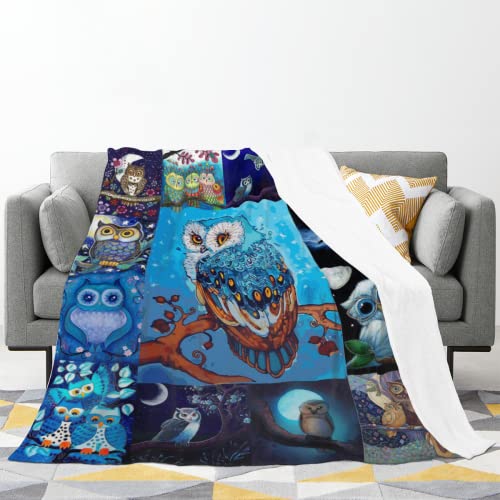 Owl Throw Blanket for Couch Sofa Bed Throw Blanket, Soft Plush Blanket Super Cozy and Comfy for All Seasons 50"X40" Inches