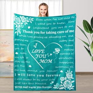 SRIZIAN Gifts for Mom, Birthday Gifts for Mom, I Love You Mom Gift Blanket, with Printed Blanket, Unique Mom Gift from Daughter or Son for Valentine's Day, Birthday, Thanksgiving, Christmas