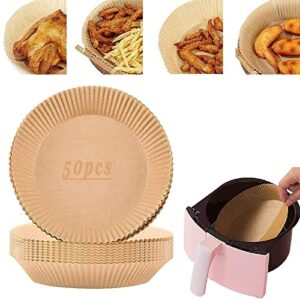 50 PCS Air Fryer Non-stick Disposable Paper Liner, Baking Paper for Air Fryer Oil-proof, Water-proof, Parchment for Baking Roasting Microwave