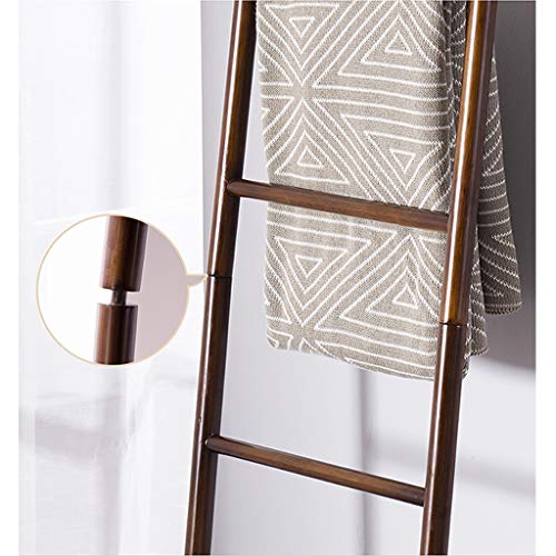 Free Standing Blanket Ladder Towel Drying Rack, Bamboo Towels Rack Stand with Storage Shelf Tall for Bathroom, Bedroom, Brown