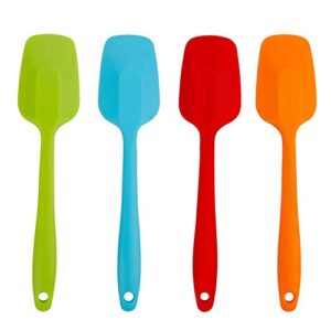 delidge 4-piece silicone spatula 11inch large rubber heat-resistant baking spatulas baking mixing tool non-stick flexible seamless spatulas with stainless steel core