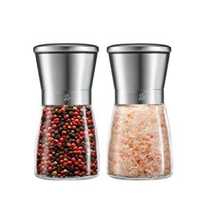 gling salt and pepper grinder set - refillable sea salt & peppercorn stainless steel shakers - salt and pepper mill - 5 inch