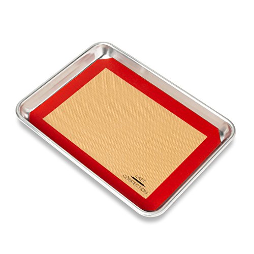 Last Confection Silicone Baking Mat - Set of 2 Non-Stick Quarter Sheet (8-1/2" x 11-1/2") Professional Food Safe Tray Pan Liners
