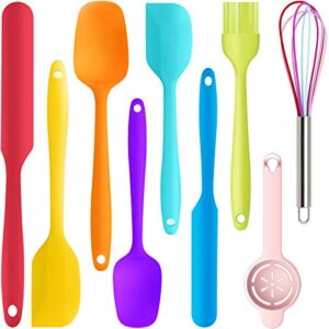 multicolor silicone spatula set - 446°f heat resistant rubber spatulas for cooking,baking,mixing.one piece design with stainless steel core.nonstick cookware friendly,bpa-free,dishwasher safe
