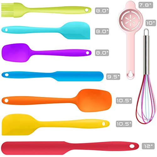Multicolor Silicone Spatula Set - 446°F Heat Resistant Rubber Spatulas for Cooking,Baking,Mixing.One Piece Design with Stainless Steel Core.Nonstick Cookware friendly,BPA-Free,Dishwasher Safe