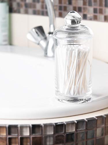 Barski Glass Swab Dispenser - Jar with Cover - Holder - Storage - Canister - for Cotton Tipped Swabs - Q-Tips - for Bathroom - 2.75" D - 5.75" Height (Without Cover is 3.9" H) Made in Europe