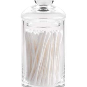 Barski Glass Swab Dispenser - Jar with Cover - Holder - Storage - Canister - for Cotton Tipped Swabs - Q-Tips - for Bathroom - 2.75" D - 5.75" Height (Without Cover is 3.9" H) Made in Europe