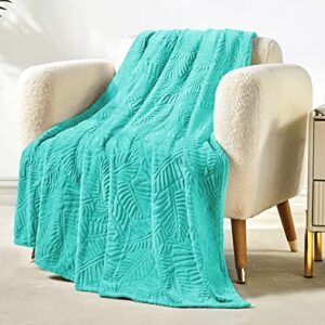 mocaletto luxury fleece blanket throw blanket,300gsm super soft microfiber lightweight and decorative bed blanket for sofa couch bed (turquoise, twin (50" x 60"))