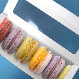 30 Pack Macaron Boxes Packaging for 5 to 7 Macarons with 60 Pcs Stickers for Home DIY Baking Gift(White)