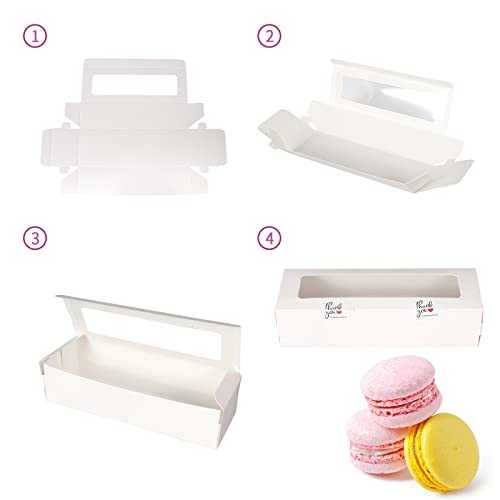 30 Pack Macaron Boxes Packaging for 5 to 7 Macarons with 60 Pcs Stickers for Home DIY Baking Gift(White)