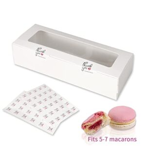 30 Pack Macaron Boxes Packaging for 5 to 7 Macarons with 60 Pcs Stickers for Home DIY Baking Gift(White)