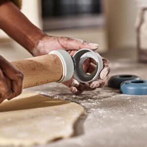 Joseph Joseph PrecisionPin Baking Adjustable Rolling Pin - Consistent and Even Dough Thickness for Perfect Baking Results, Sky