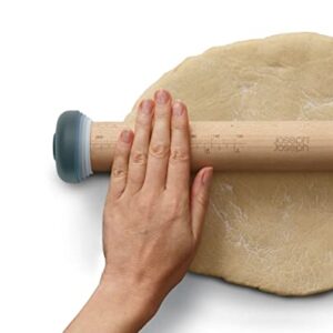 Joseph Joseph PrecisionPin Baking Adjustable Rolling Pin - Consistent and Even Dough Thickness for Perfect Baking Results, Sky