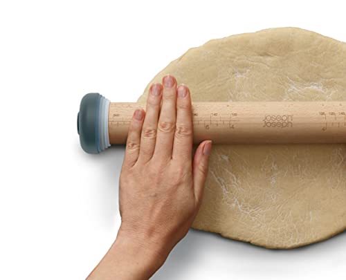 Joseph Joseph PrecisionPin Baking Adjustable Rolling Pin - Consistent and Even Dough Thickness for Perfect Baking Results, Sky