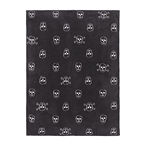 Barefoot Dreams CozyChic Skull Throw, Throw Blanket, Soft Blanket, Carbon/Almond, 54” x 72”