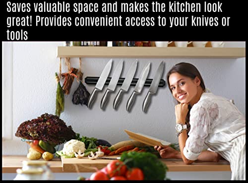 Magnetic Knife Holder For Wall (15 Inch X Set Of 2) Magnetic Knife Strip -Strong Powerful Knife Rack Storage Display Home Organizer -Securely Hang Your Knives On a Multipurpose Kitchen Bar -SUMPRI