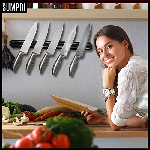 Magnetic Knife Holder For Wall (15 Inch X Set Of 2) Magnetic Knife Strip -Strong Powerful Knife Rack Storage Display Home Organizer -Securely Hang Your Knives On a Multipurpose Kitchen Bar -SUMPRI