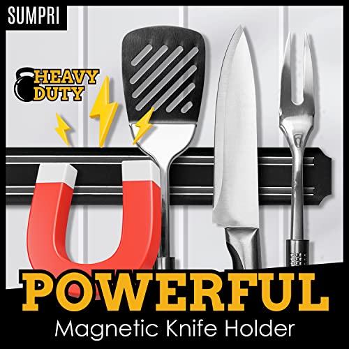 Magnetic Knife Holder For Wall (15 Inch X Set Of 2) Magnetic Knife Strip -Strong Powerful Knife Rack Storage Display Home Organizer -Securely Hang Your Knives On a Multipurpose Kitchen Bar -SUMPRI